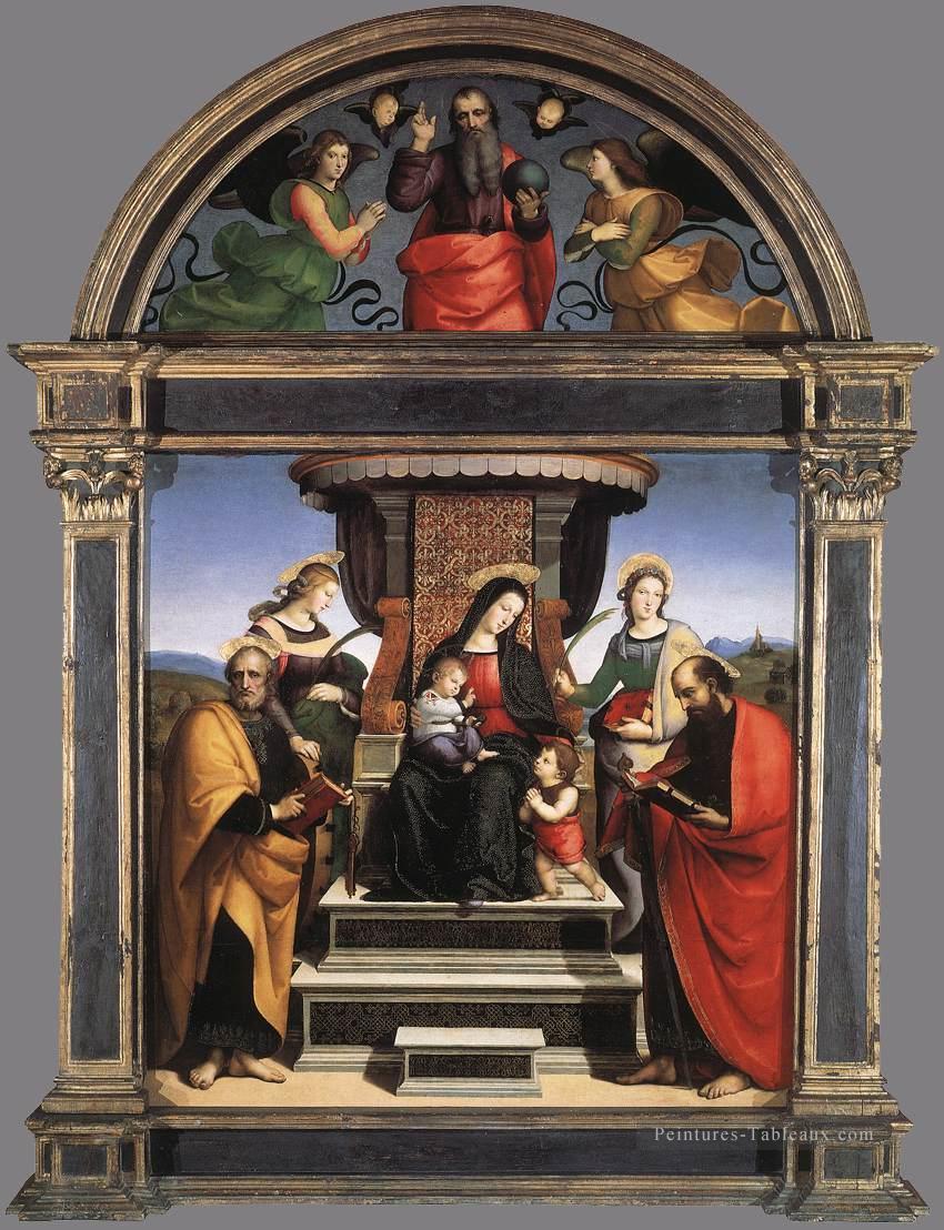 Vierge à l’Enfant Enthousiaste des Saints 1504 Renaissance Raphaël Peintures à l'huile